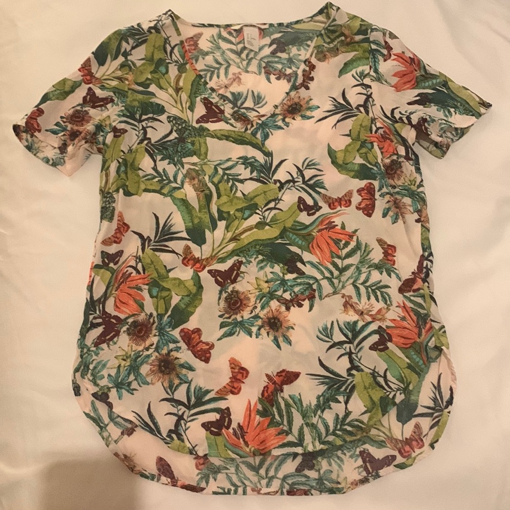 H&M Floral Tropical Top